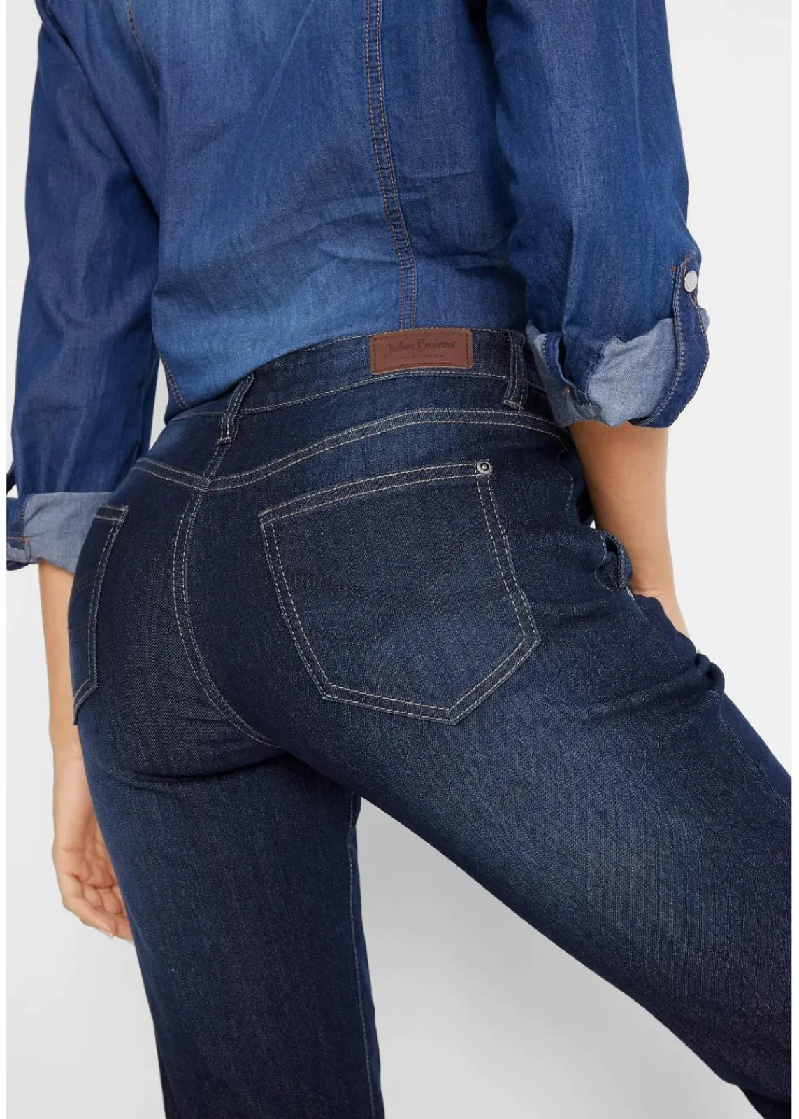 bonprix Bekleidung·Shirts & Tops|Jeans^Boyfriend-Jeans Mid Waist, Komfort-Stretch dunkelblau used