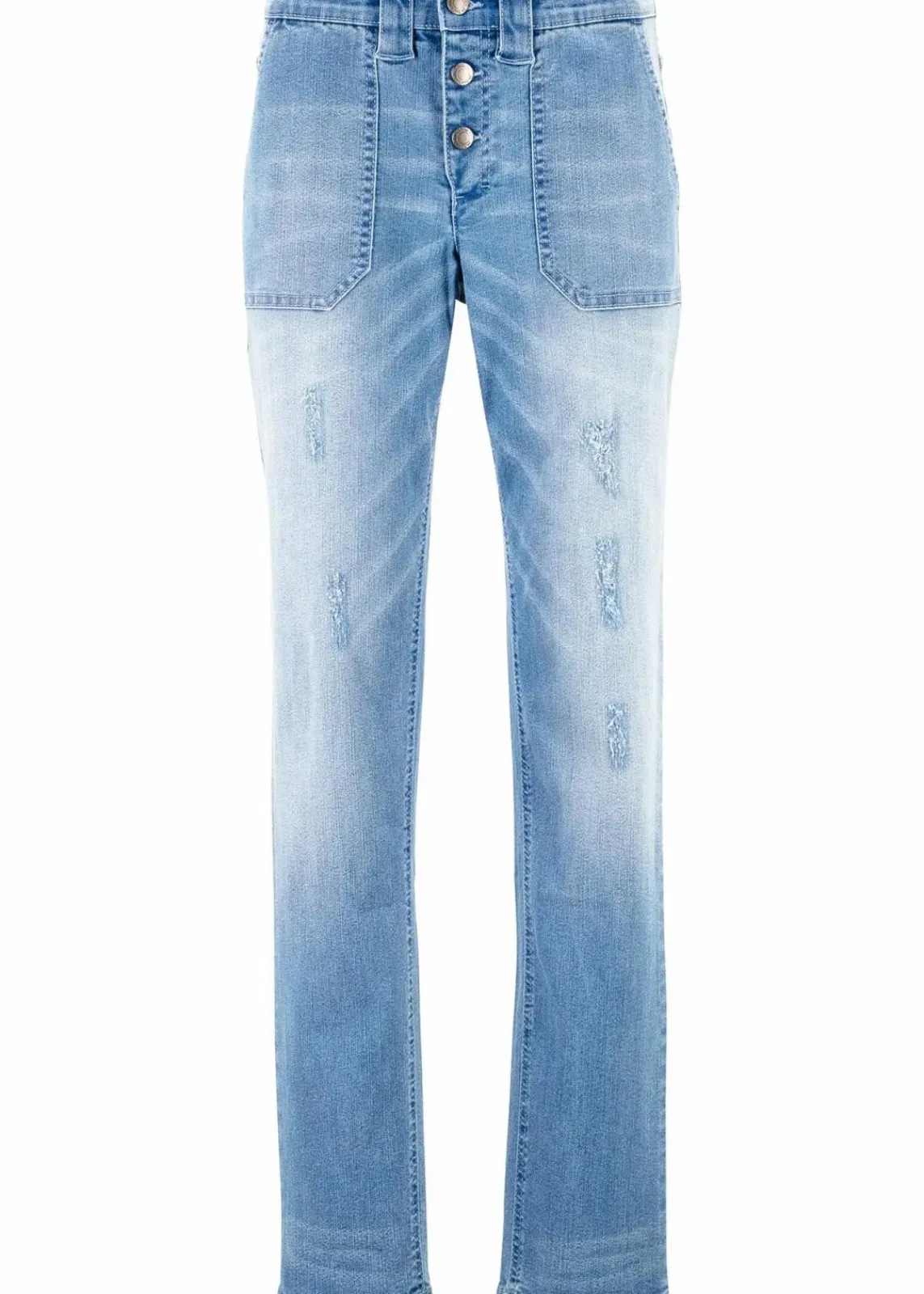 bonprix Bekleidung·Shirts & Tops|Jeans^Boyfriend-Jeans Mid Waist Komfort-Stretch hellblau denim used
