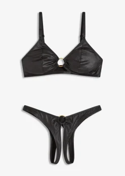 bonprix Wäsche·Erotikwäsche|Erotikwäsche^Bralette + String ouvert (2-tlg.Set) schwarz