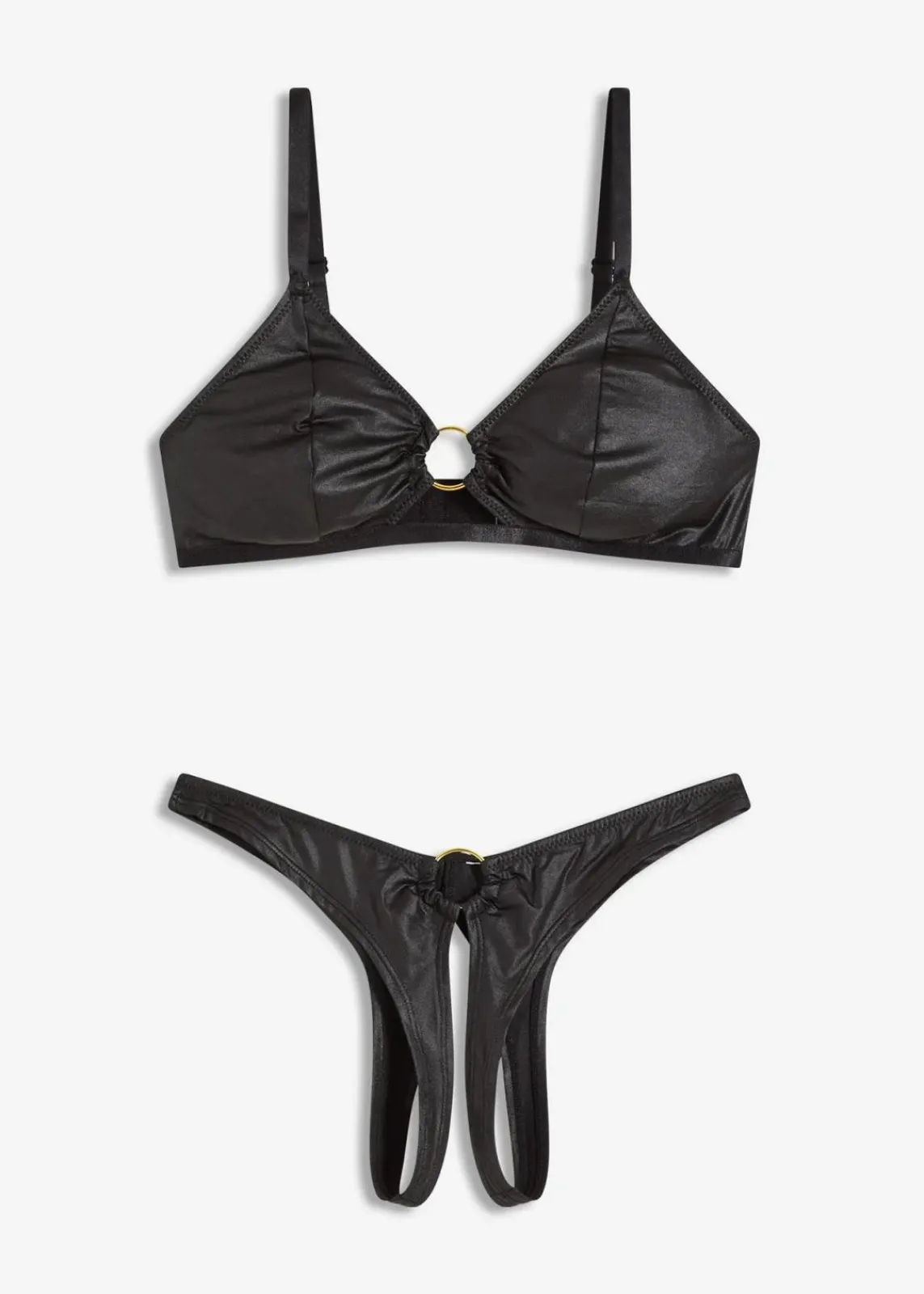 bonprix Wäsche·Erotikwäsche|Erotikwäsche^Bralette + String ouvert (2-tlg.Set) schwarz