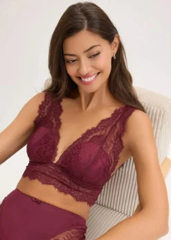 bonprix Bhs|Dessous^Bralette aus zarter Spitze ahornrot