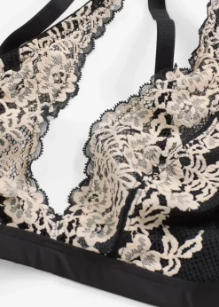 bonprix Große Cups D-H|Nachhaltigere Materialien^Bralette aus zweifarbiger Spitze schwarz/wollweiß
