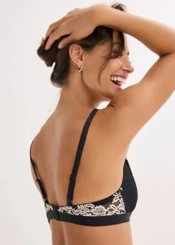 bonprix Nachhaltigere Materialien|Bhs^Bralette aus zweifarbiger Spitze schwarz/wollweiß