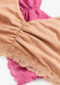 bonprix Wäsche·Baumwollunterwäsche|Basics^Bralette mit Baumwolle und Spitze (2er Pack) camel + kirschblütenpink
