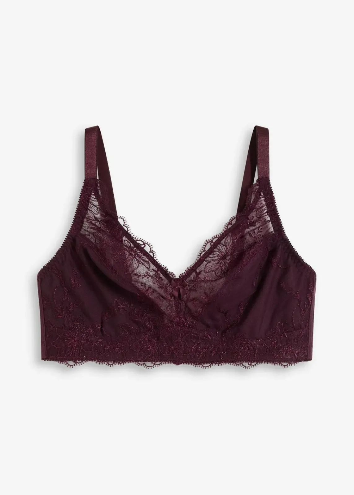bonprix Große Cups D-H|Nachhaltigere Materialien^Bralette mit Stickerei weinrot