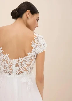 bonprix Kleider|Bekleidung·Pullover & Strickjacken^Brautkleid aus zartem Tüll mit Spitze wollweiß