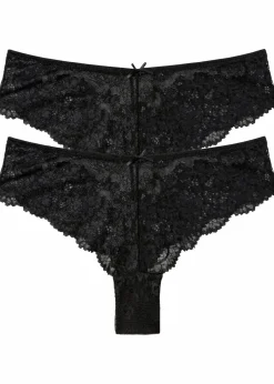 bonprix Wäsche·Dessous|Wäsche·Höschen^Brazilslip aus zarter Spitze (2er Pack) schwarz