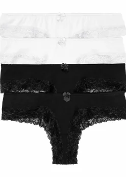 bonprix Höschen|Baumwollunterwäsche^Brazilslip (4er Pack) schwarz + weiß