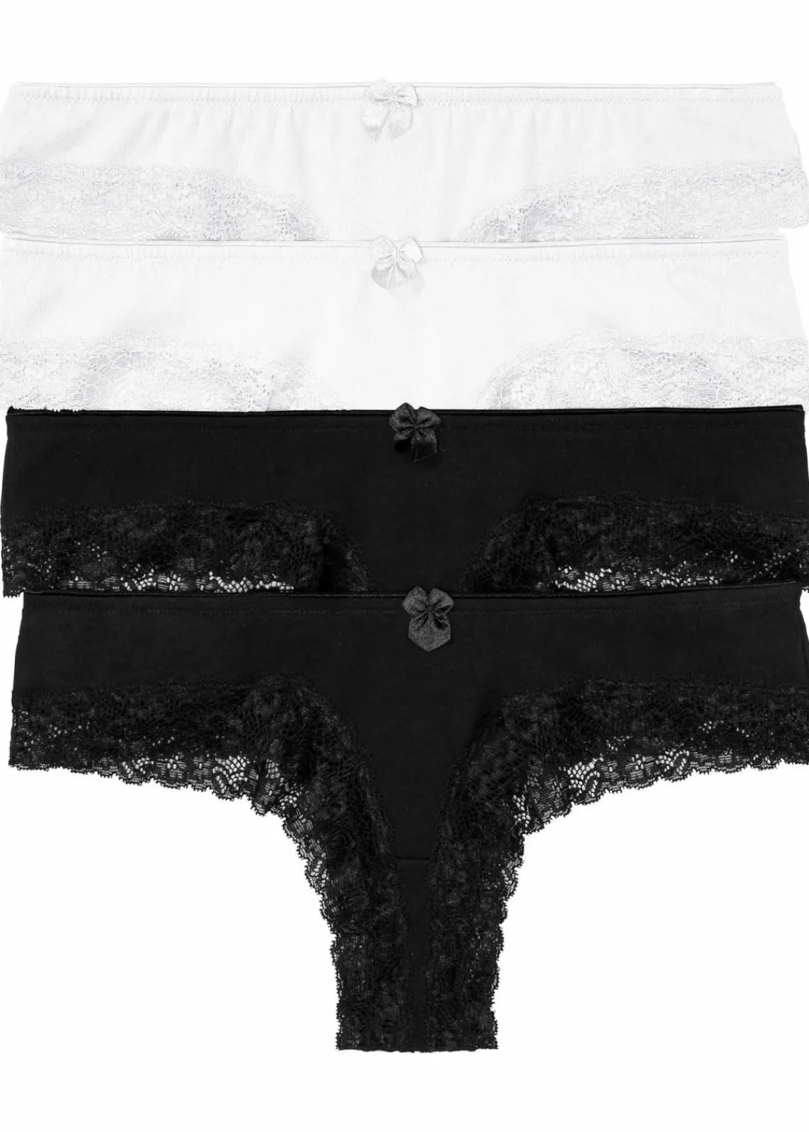 bonprix Höschen|Baumwollunterwäsche^Brazilslip (4er Pack) schwarz + weiß