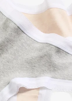 bonprix Wäsche·Baumwollunterwäsche|Wäsche·Höschen^Brazilslip gerippt mit Spitze (4er Pack) hellgraumelange+ seidenrosa melange