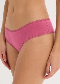 bonprix Wäsche·Baumwollunterwäsche|Wäsche·Höschen^Brazilslip mit Baumwolle (5er Pack) dunkelbraun/kirschblütenpink/dunkelkhaki/camel