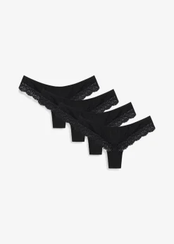 bonprix Wäsche·Baumwollunterwäsche|Wäsche·Höschen^Brazilslip mit Bio-Baumwolle (4er Pack) schwarz