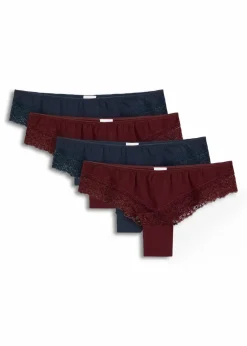 bonprix Nachhaltigere Materialien|Höschen^Brazilslip mit Bio-Baumwolle (4er Pack) blau + weinrot