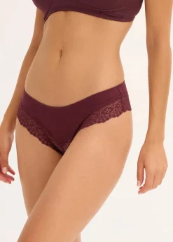 bonprix Nachhaltigere Materialien|Höschen^Brazilslip mit Bio-Baumwolle (4er Pack) blau + weinrot