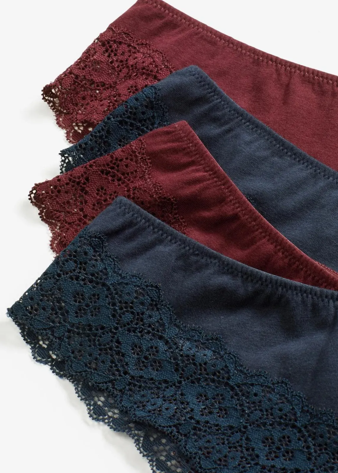 bonprix Nachhaltigere Materialien|Höschen^Brazilslip mit Bio-Baumwolle (4er Pack) blau + weinrot