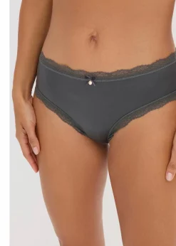 bonprix Wäsche·Dessous|Wäsche·Höschen^Brazilslip mit Glanzeffekt (3er Pack) schiefergrau+antikrosa+weiß