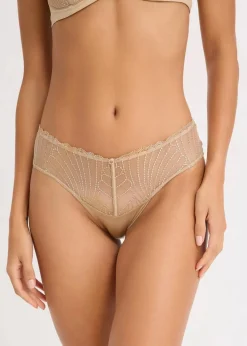 bonprix Wäsche·Dessous|Wäsche·Höschen^Brazilslip mit Stickerei saharabeige