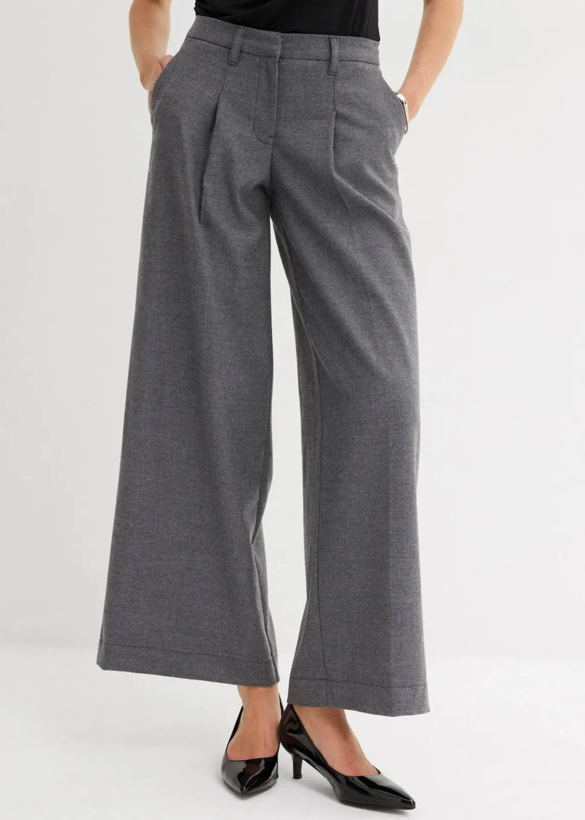 bonprix Bekleidung·Kleider|Hosen^Bundfaltenhose anthrazit meliert
