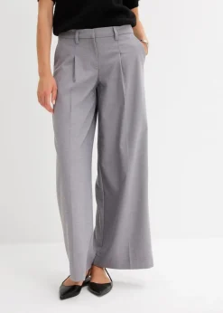 bonprix Hosen|Bekleidung·Kleider^Bundfaltenhose hellgrau meliert