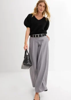 bonprix Hosen|Bekleidung·Kleider^Bundfaltenhose hellgrau meliert
