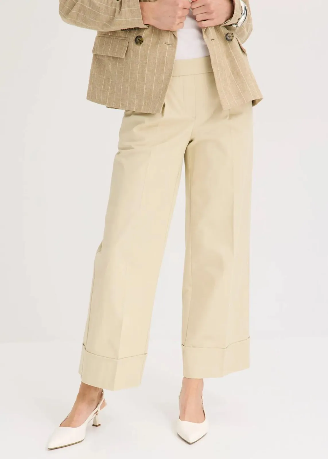 bonprix Bekleidung·Kleider|Hosen^Bundfaltenhose aus Baumwollstretch hellsand