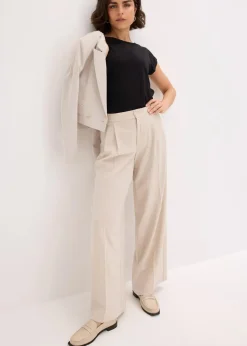 bonprix Hosen|Bekleidung·Kleider^Bundfaltenhose aus fließendem Viskose-Mix steingrau