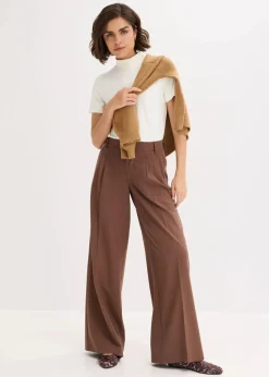 bonprix Bekleidung·Kleider|Hosen^Bundfaltenhose aus fließendem Viskose-Mix braun