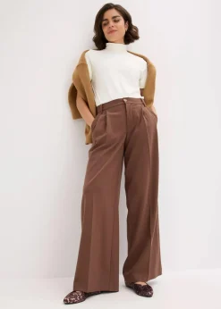 bonprix Bekleidung·Kleider|Hosen^Bundfaltenhose aus fließendem Viskose-Mix braun