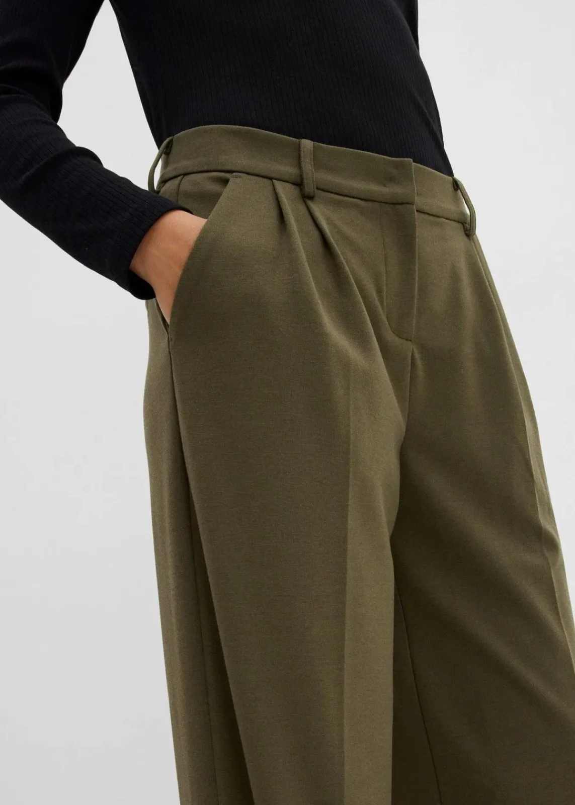 bonprix Bekleidung·Kleider|Hosen^Bundfaltenhose aus Viskose-Mix dunkeloliv