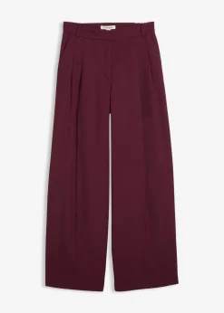 bonprix Bekleidung·Kleider|Hosen^Bundfaltenhose mit Bequembund und Schlitz weinrot