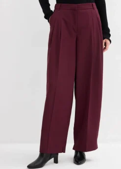 bonprix Bekleidung·Kleider|Hosen^Bundfaltenhose mit Bequembund und Schlitz weinrot