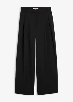bonprix Hosen|Bekleidung·Kleider^Bundfaltenhose mit Bequembund und Schlitz schwarz