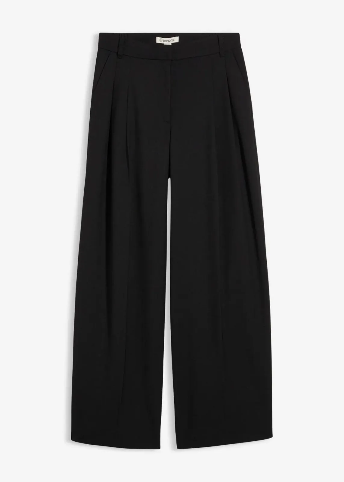 bonprix Hosen|Bekleidung·Kleider^Bundfaltenhose mit Bequembund und Schlitz schwarz