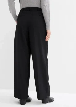 bonprix Hosen|Bekleidung·Kleider^Bundfaltenhose mit Bequembund und Schlitz schwarz