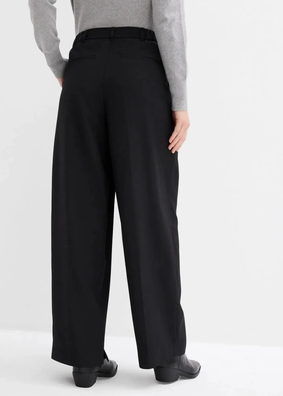 bonprix Hosen|Bekleidung·Kleider^Bundfaltenhose mit Bequembund und Schlitz schwarz
