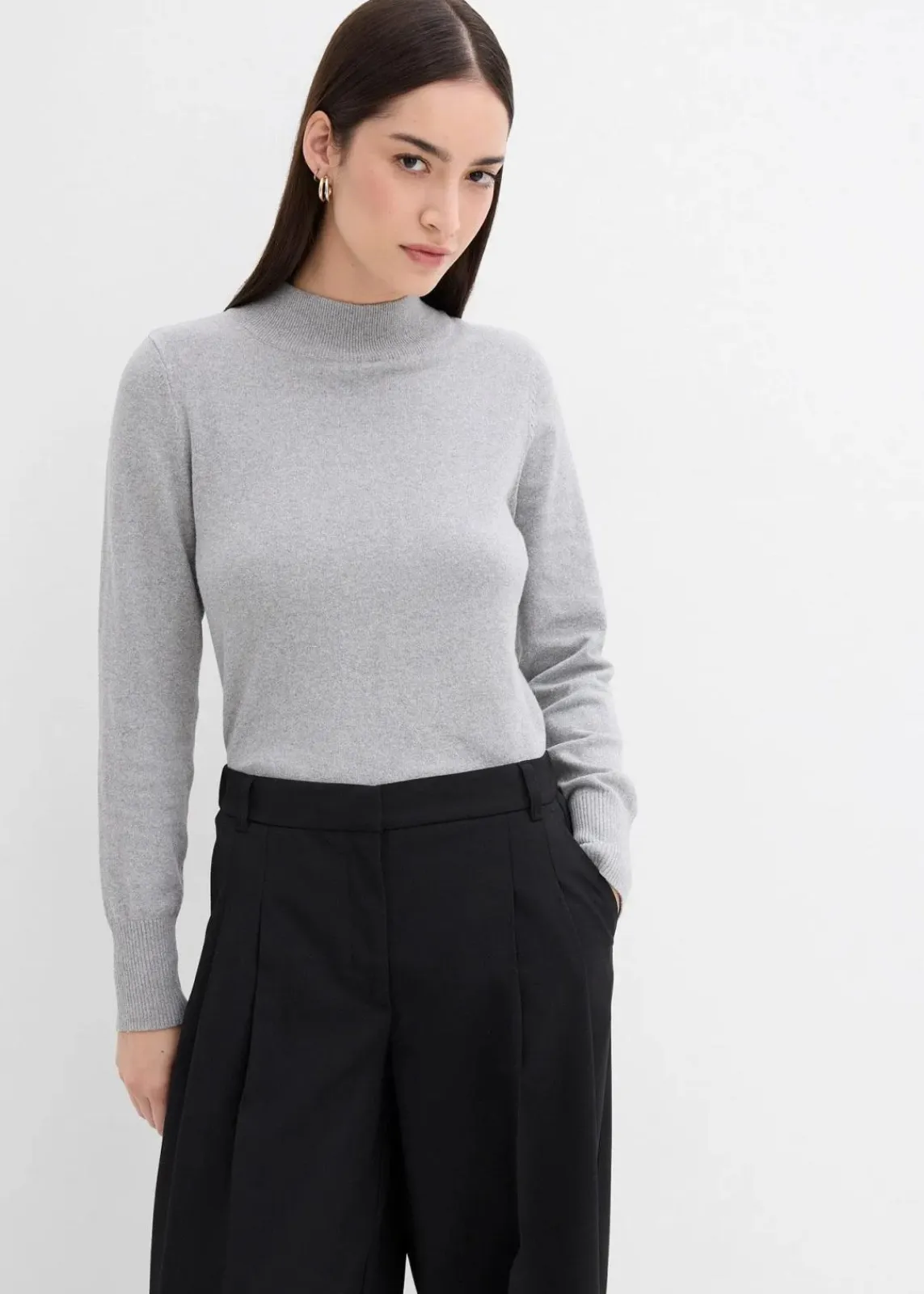 bonprix Hosen|Bekleidung·Kleider^Bundfaltenhose mit Bequembund und Schlitz schwarz