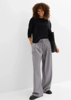 bonprix Nachhaltigere Materialien|Hosen^Bundfaltenhose mit Bindeband grau