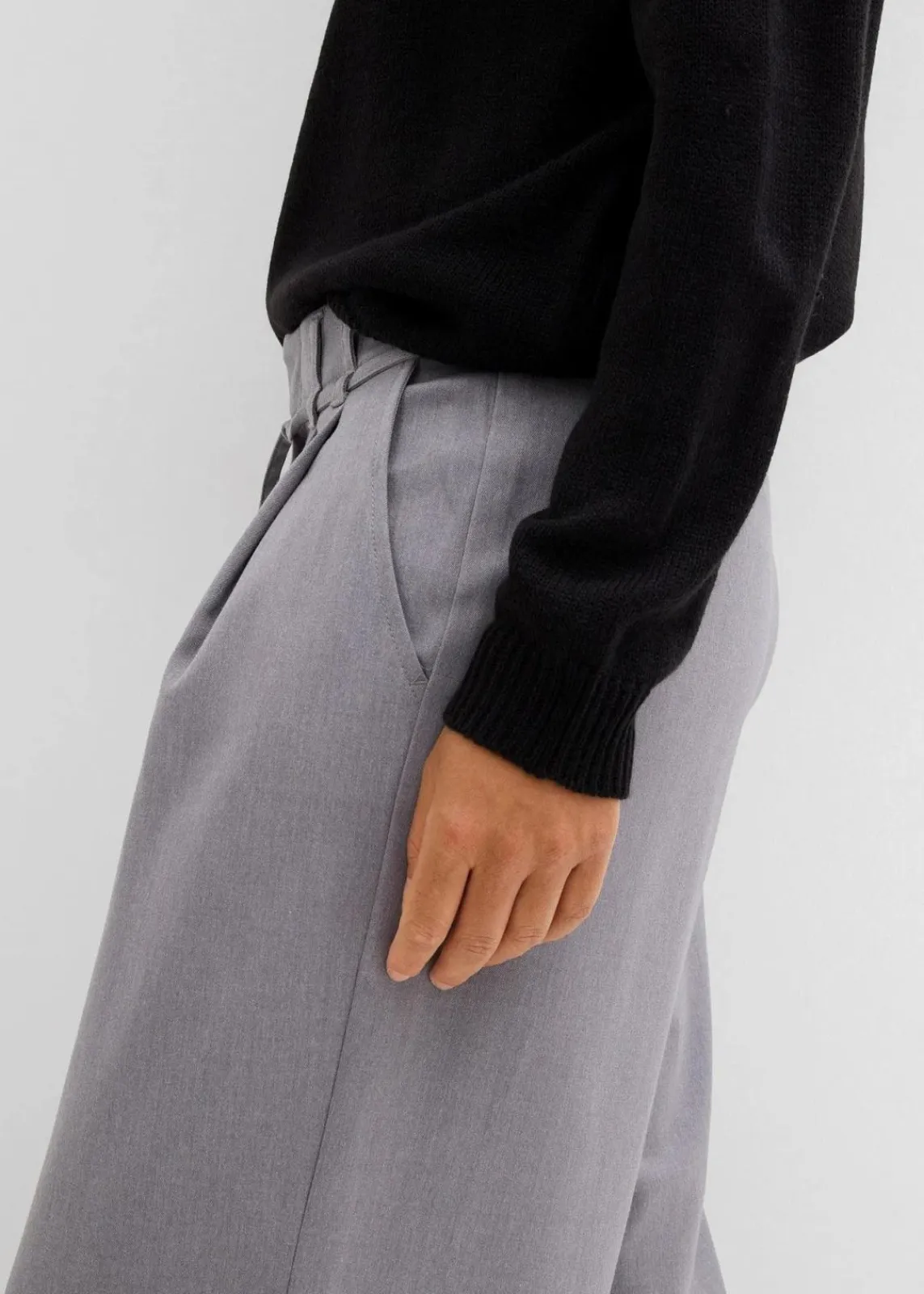 bonprix Nachhaltigere Materialien|Hosen^Bundfaltenhose mit Bindeband grau
