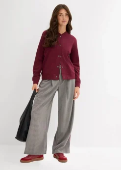 bonprix Bekleidung·Kleider|Hosen^Bundfaltenhose mit Kontraststreifen dunkelgrau meliert