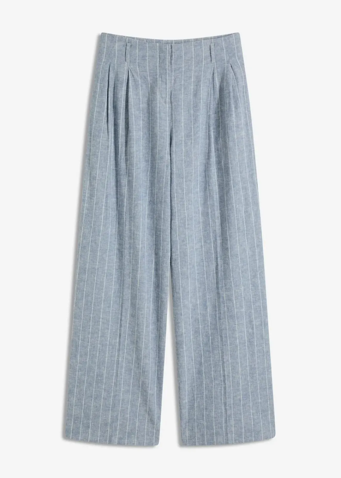 bonprix Hosen|Bekleidung·Kleider^Bundfaltenhose mit Leinenanteil rauchblau/wollweiß gestreift