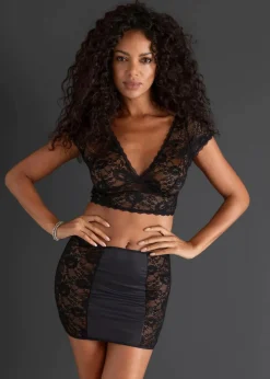 bonprix Wäsche·Erotikwäsche|Erotikwäsche^Bustier + Rock (2-tlg.Set) schwarz