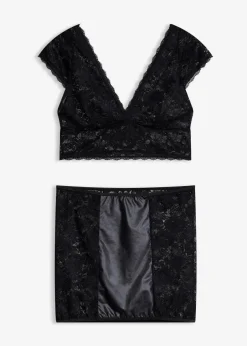 bonprix Wäsche·Erotikwäsche|Erotikwäsche^Bustier + Rock (2-tlg.Set) schwarz