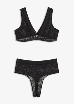 bonprix Wäsche·Erotikwäsche|Erotikwäsche^Bustier + Taillenstring (2-tlg.Set) schwarz