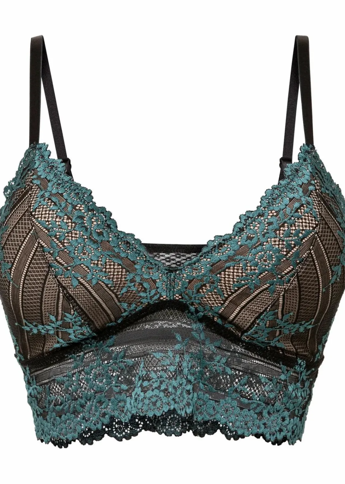 bonprix Nachhaltigere Materialien|Dessous^Bustier aus zweifarbiger Spitze mattkobalttürkis/schwarz