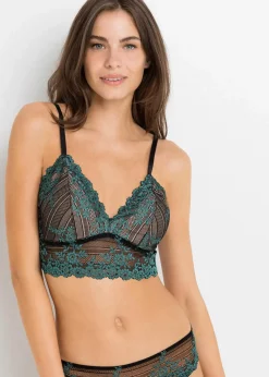 bonprix Nachhaltigere Materialien|Dessous^Bustier aus zweifarbiger Spitze mattkobalttürkis/schwarz