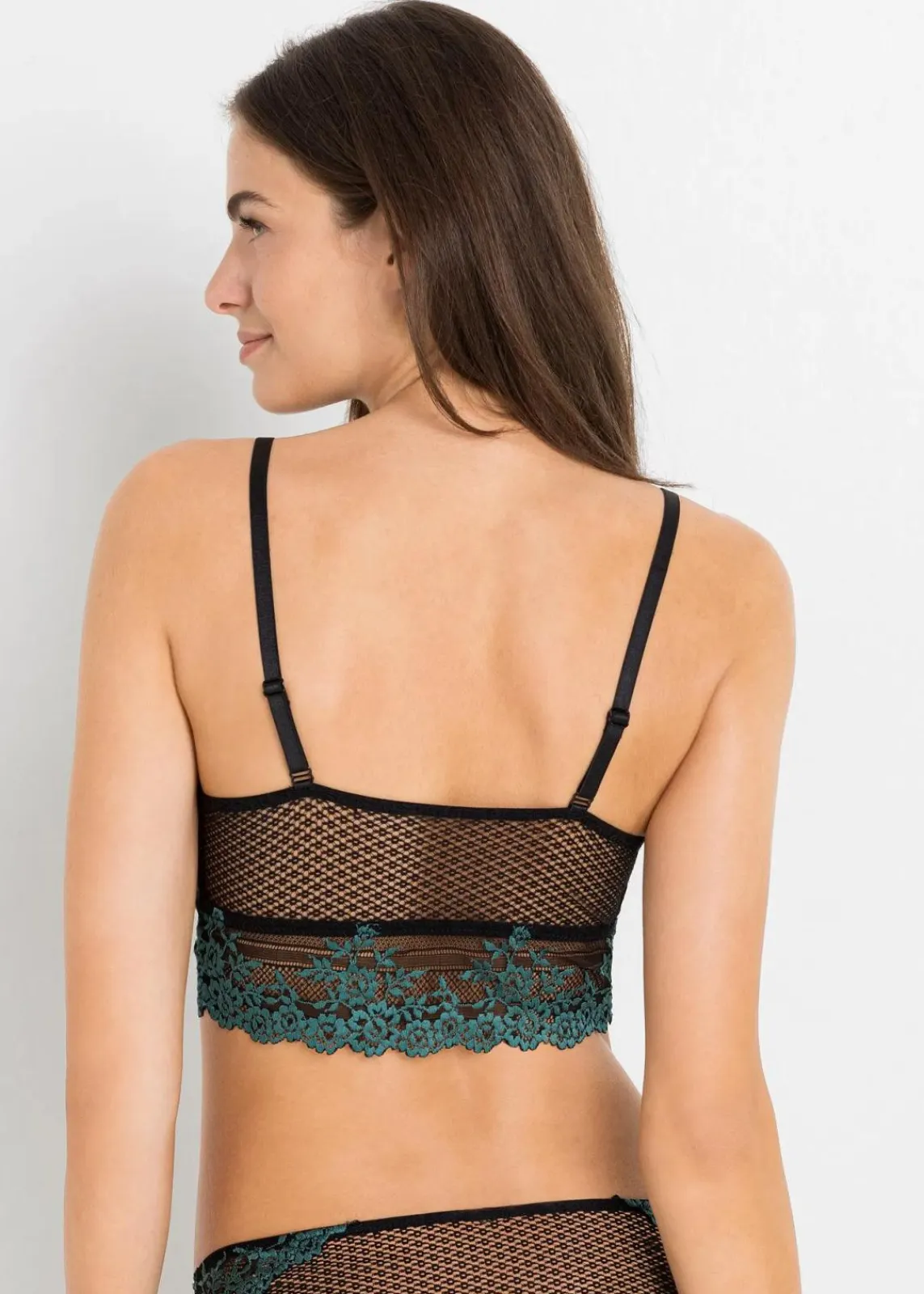 bonprix Nachhaltigere Materialien|Dessous^Bustier aus zweifarbiger Spitze mattkobalttürkis/schwarz