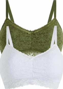 bonprix Nachhaltigere Materialien|Bhs^Bustier (2er Pack) dunkelkhaki+weiß