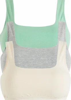 bonprix Sportbekleidung|Nachhaltigere Materialien^Bustier mit Bio-Baumwolle ​(3er Pack) mint + hellgrau meliert + sandbeige
