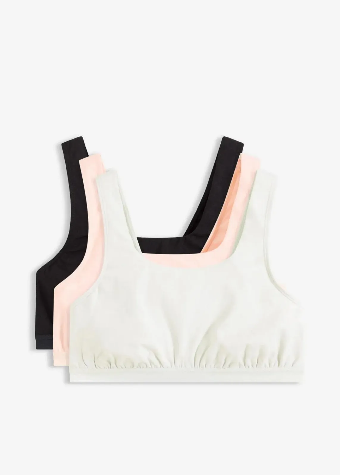 bonprix Wäsche·Baumwollunterwäsche|Nachhaltigere Materialien^Bustier mit Bio-Baumwolle (3er Pack) cremeblau+schwarz+seidenrosa
