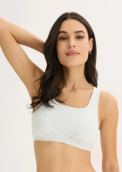 bonprix Wäsche·Baumwollunterwäsche|Nachhaltigere Materialien^Bustier mit Bio-Baumwolle ​(3er Pack) cremeblau+schwarz+seidenrosa